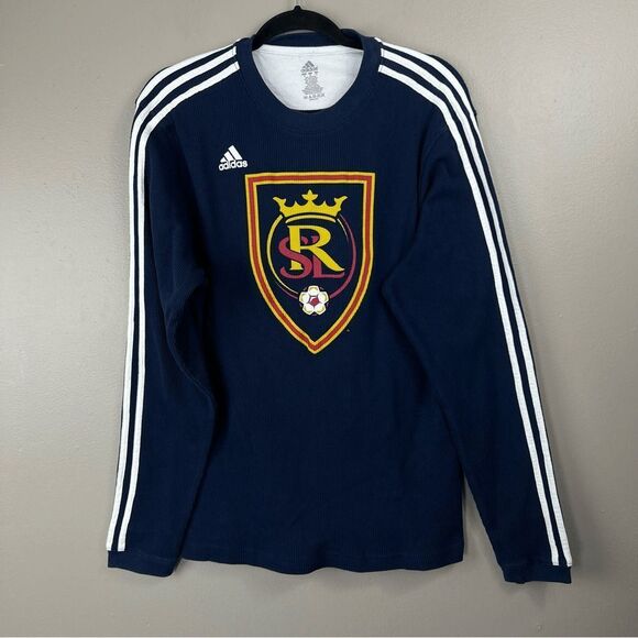 Adidas Mens Real Salt Lake Soccer Climalite Ultimate Tee Medium Long Sleeve Blue - Picture 1 of 12
